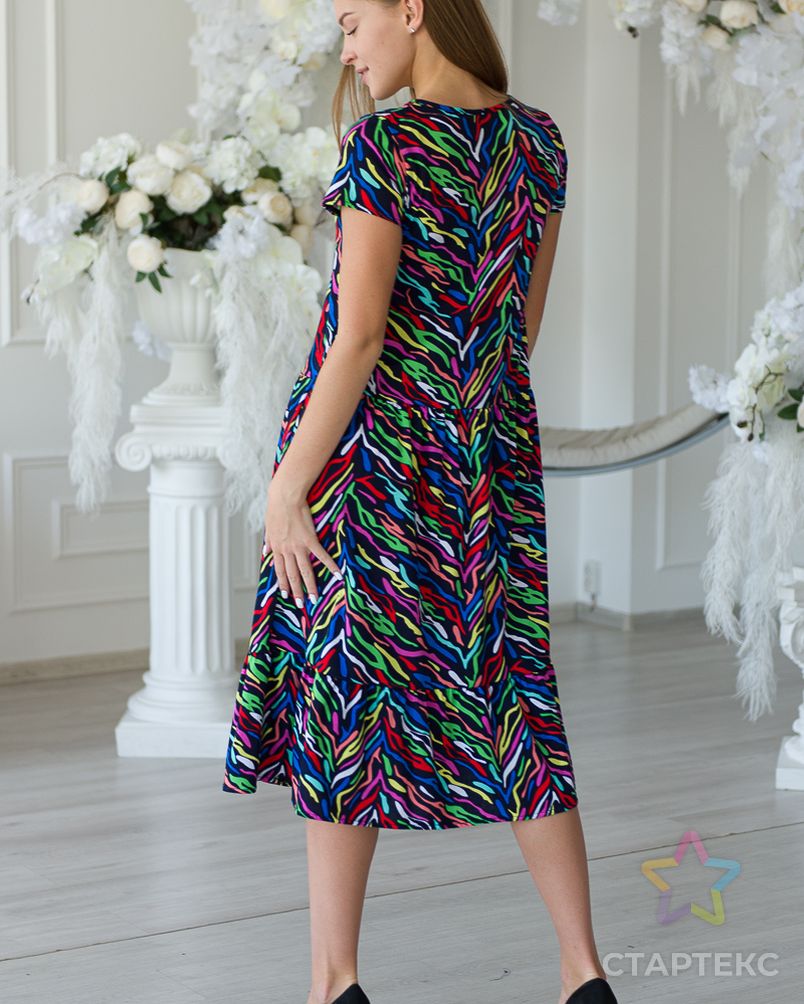 Платье женское из кулирки Кармелита цветные полосы арт. АМД-2098-3-АМД17953168.00003 7