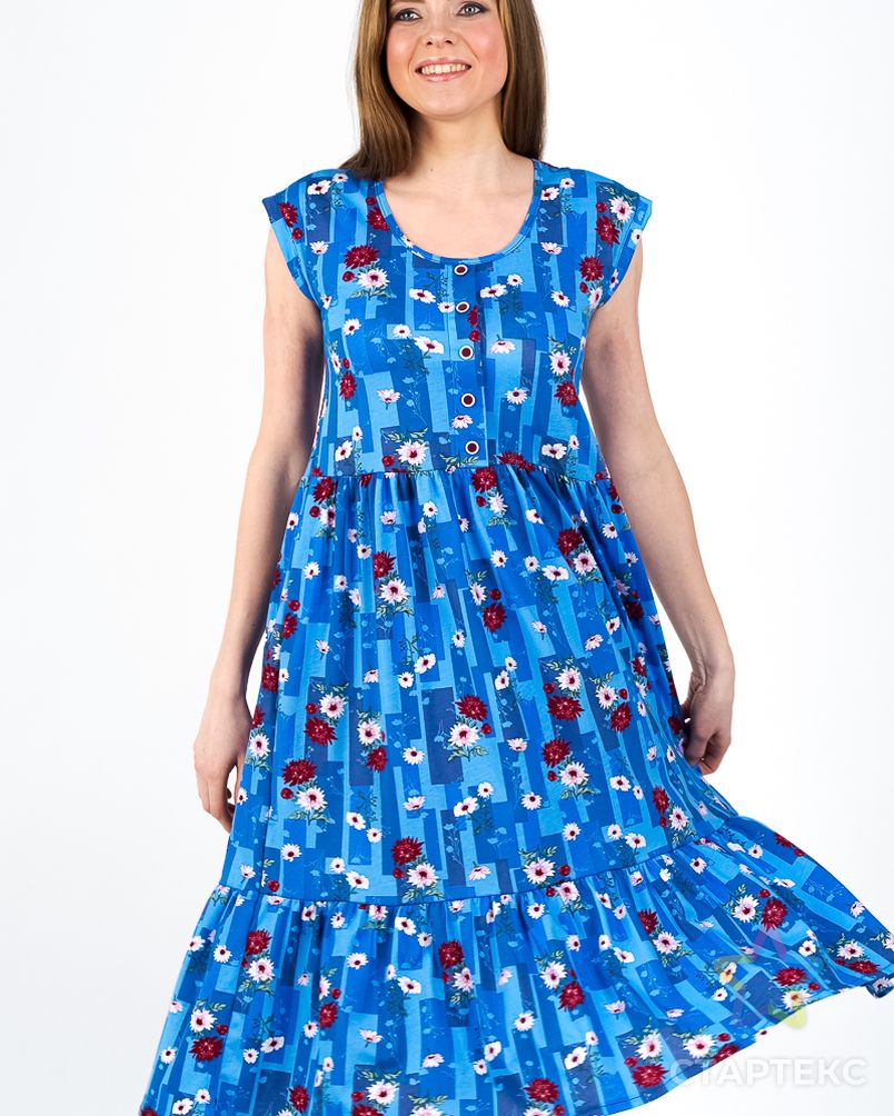Платье женское с рукавами из кулирки Шейла голубой арт. АМД-261-8-АМД17926735.00008 3