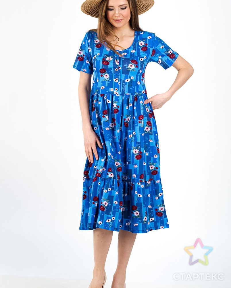Платье женское с рукавами из кулирки Шейла голубой арт. АМД-261-8-АМД17926735.00008 8