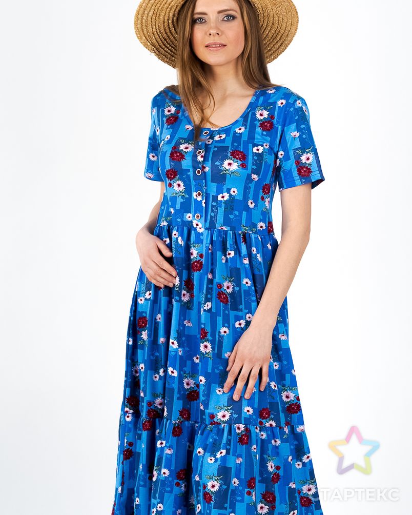 Платье женское с рукавами из кулирки Шейла голубой арт. АМД-261-8-АМД17926735.00008 9