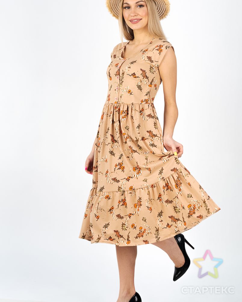 Платье женское из кулирки Шарлотта бежевый арт. АМД-1025-2-АМД17927499.00002