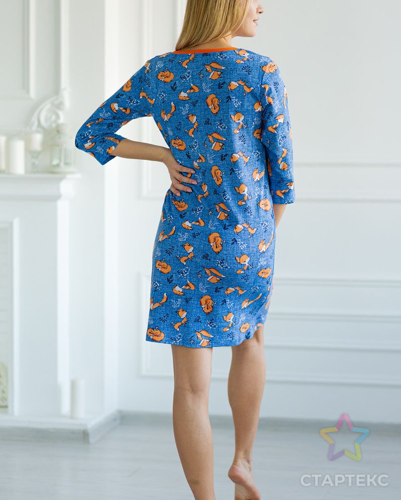 Ночная сорочка женская из интерлока с длинным рукавом Лисичка синий арт. АМД-100-3-АМД17926574.00003 2