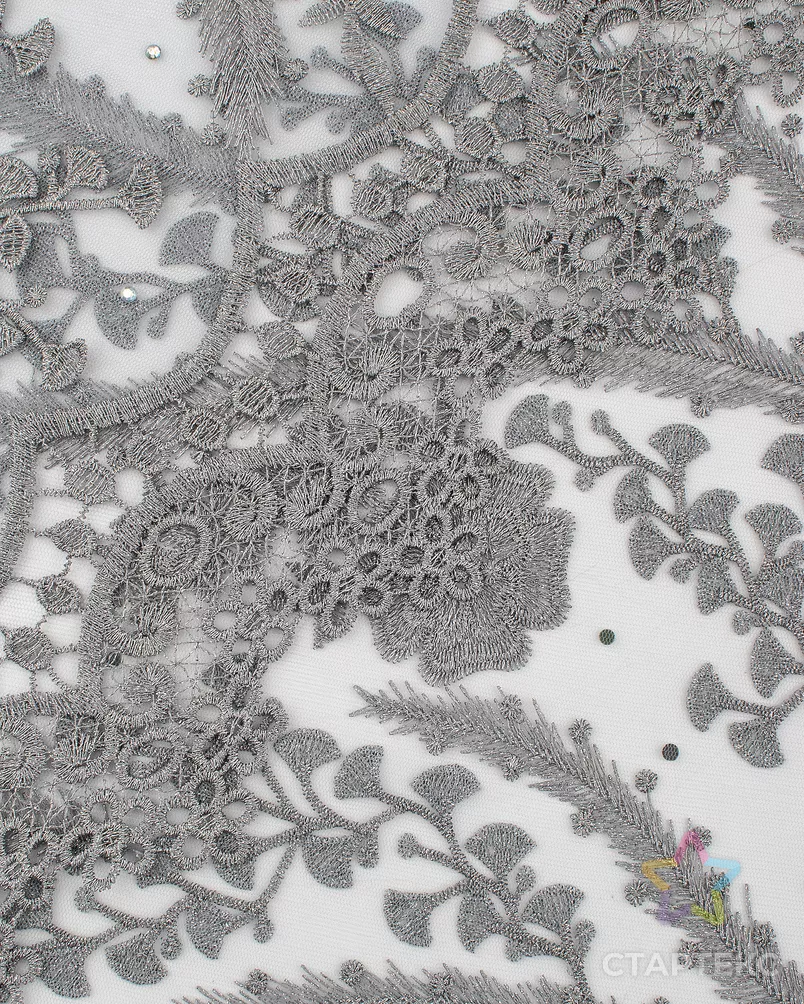 Вышивка на сетке с люрексом и стразами арт. СВС-109-3-26300.003 - рис. 4