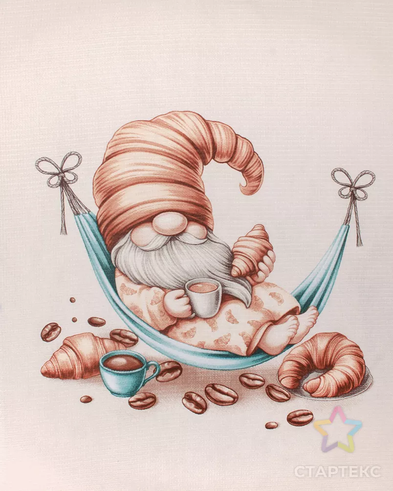 Полотно вафельное "Кофейные гномики" арт. ПВ150-409-1-0895.077 - рис. 6