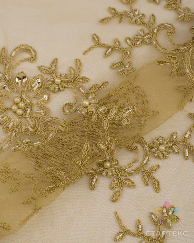 Вышивка на сетке с пайеткой и бусинами арт. ПКП-28-2-26488.007 - рис. 1