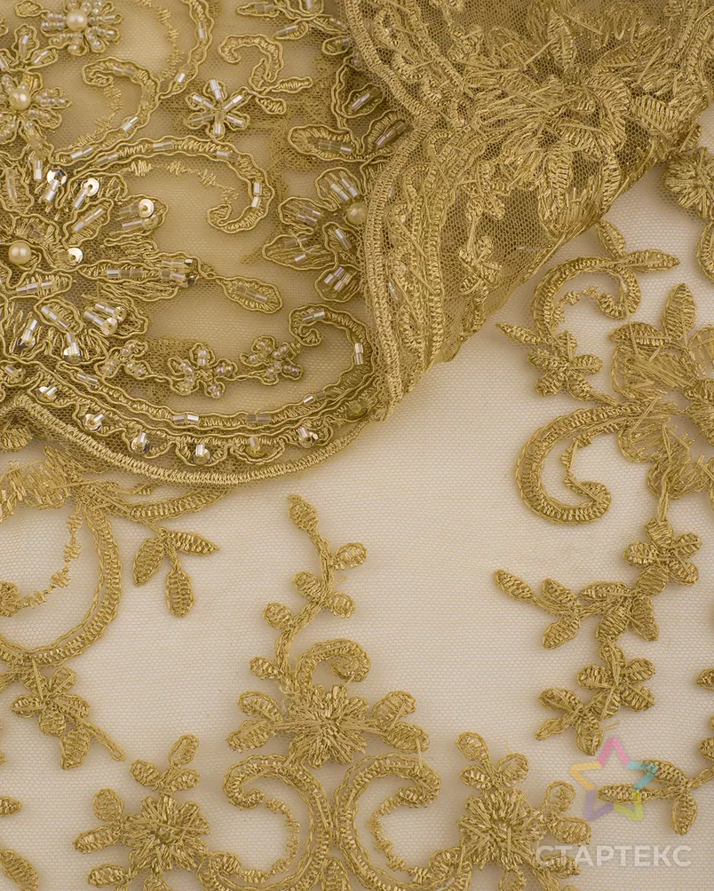 Вышивка на сетке с пайеткой и бусинами арт. ПКП-28-2-26488.007 - рис. 3