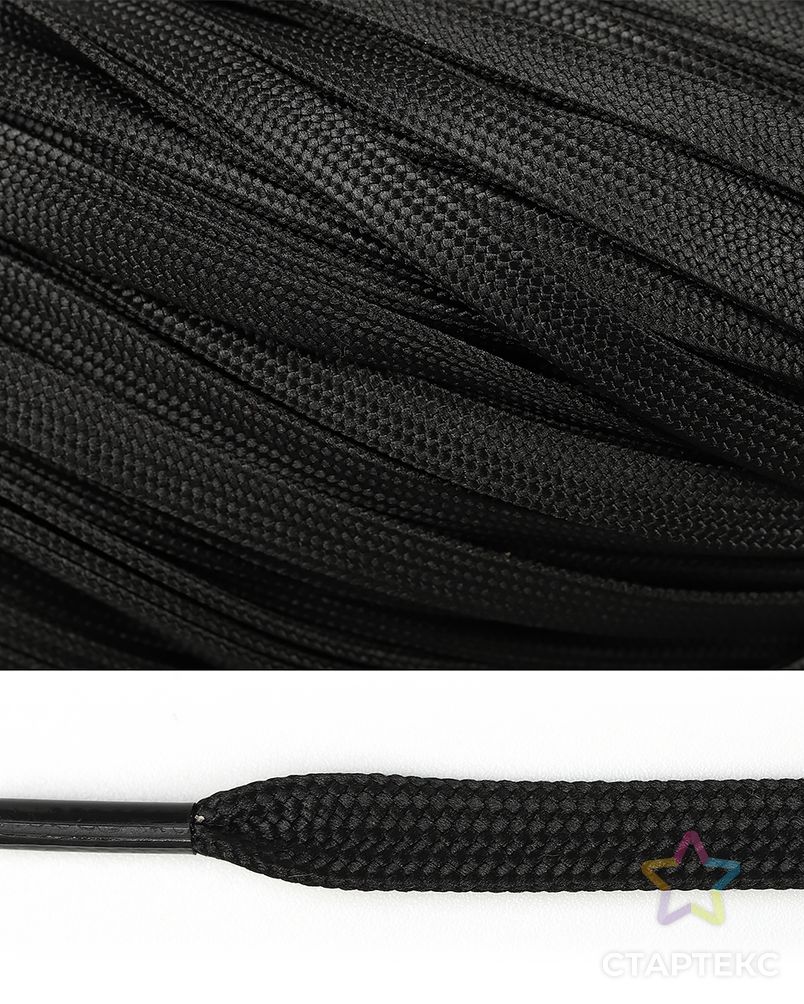 Шнурки плоские полиэфир ш.0,8см 90см (черный) арт. МГ-112447-1-МГ1004995