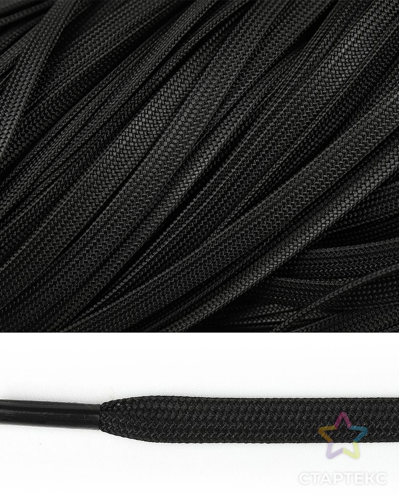 Шнурки плоские полиэфир ш.0,6см (40к) 100см (черный) арт. МГ-112448-1-МГ1004996 5