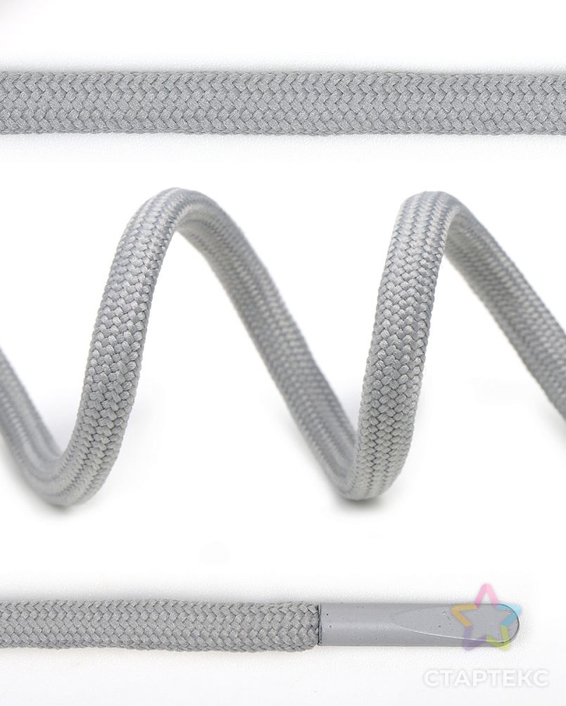 Шнурки круглые полиэфир 4 мм цв. св.серый S204 7290-0036, длина 130 см, упак. 50 шт арт. МГ-122870-1-МГ1008483 2