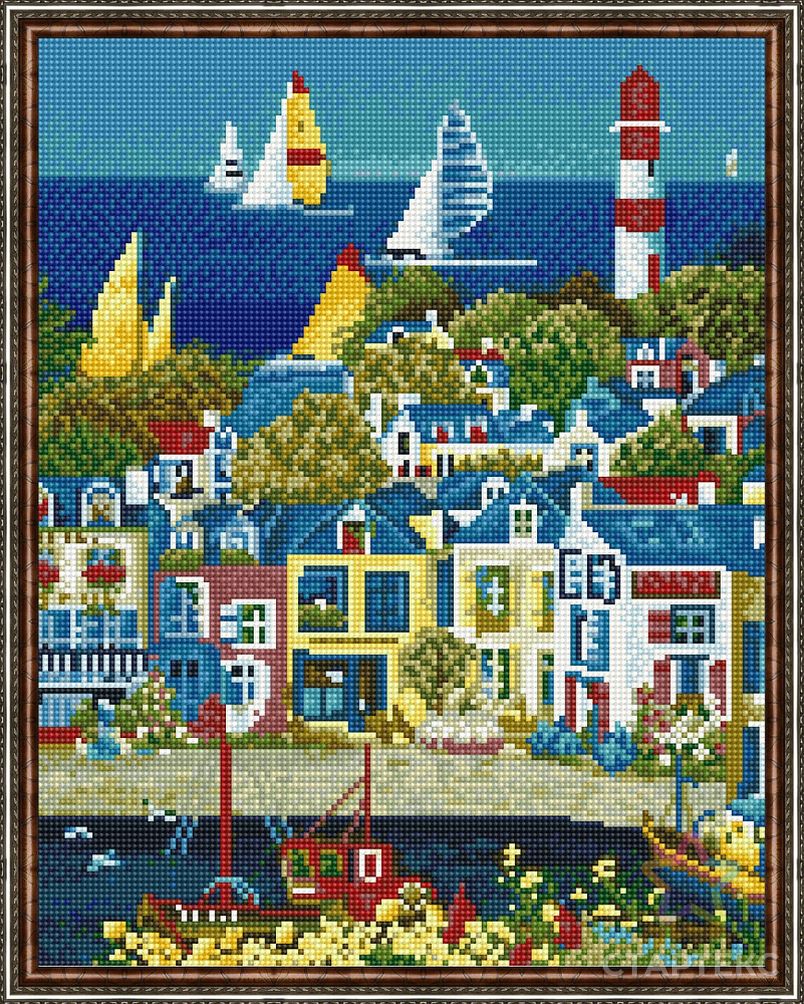 Картина мозаикой с нанесенной рамкой Molly Жизнь у моря (34 цвета) 40х50 см арт. МГ-120856-1-МГ1022719 2