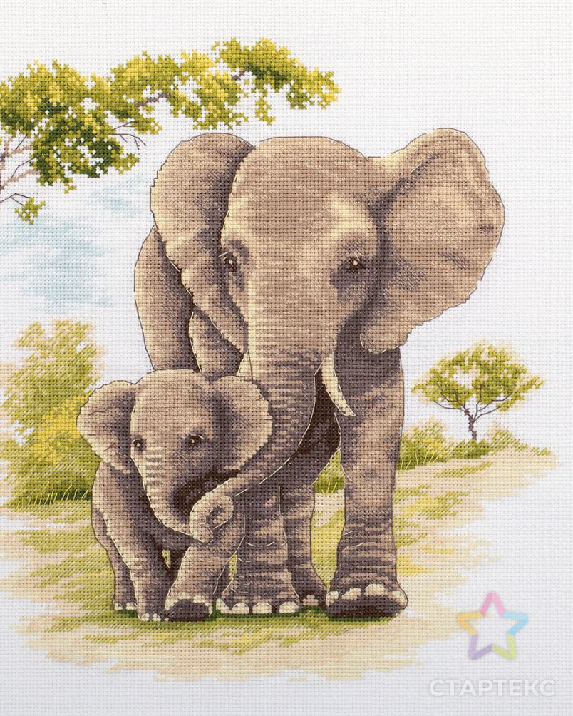 Набор для вышивания PANNA Мать и дитя. Слоны 29х25,5 см арт. МГ-121461-1-МГ1024218 2