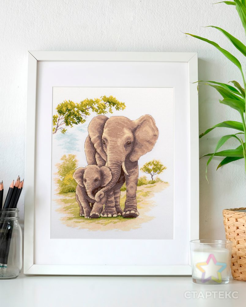 Набор для вышивания PANNA Мать и дитя. Слоны 29х25,5 см арт. МГ-121461-1-МГ1024218 3