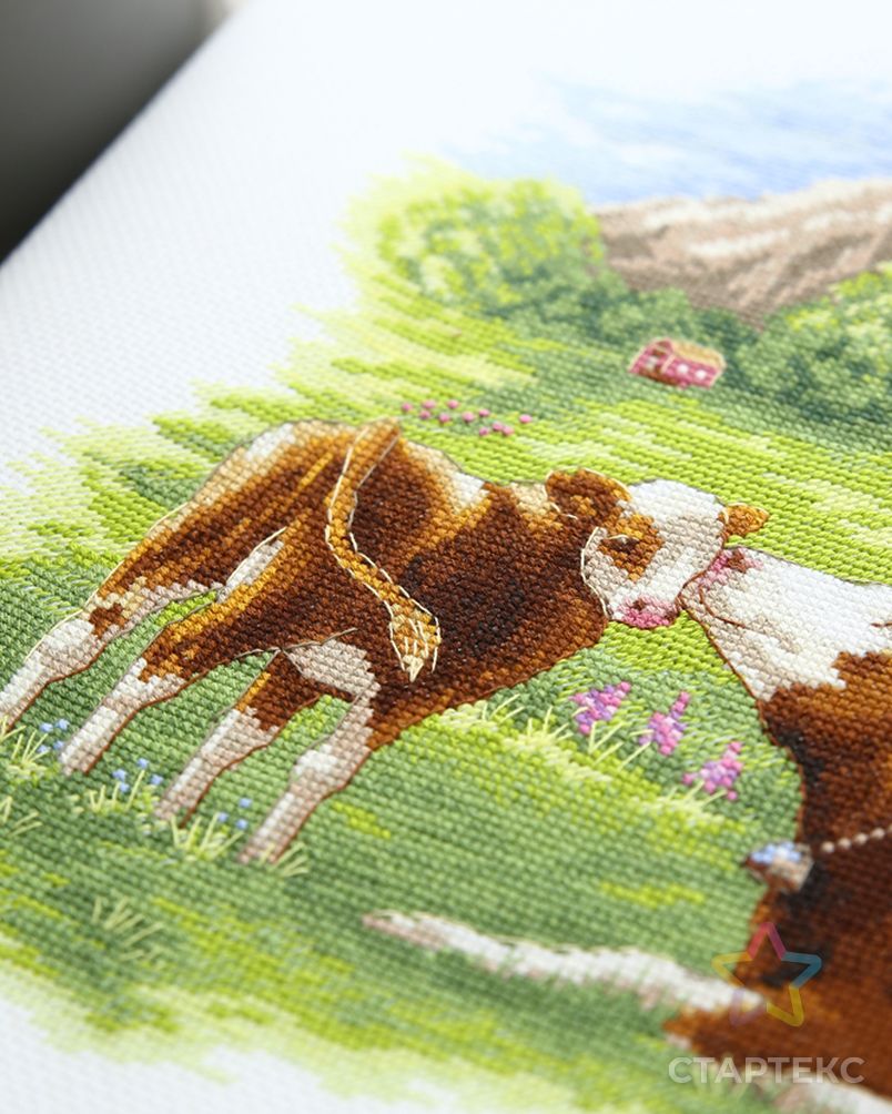 Набор для вышивания PANNA Мать и дитя. Коровы 26,5х35 см арт. МГ-121462-1-МГ1024220 2