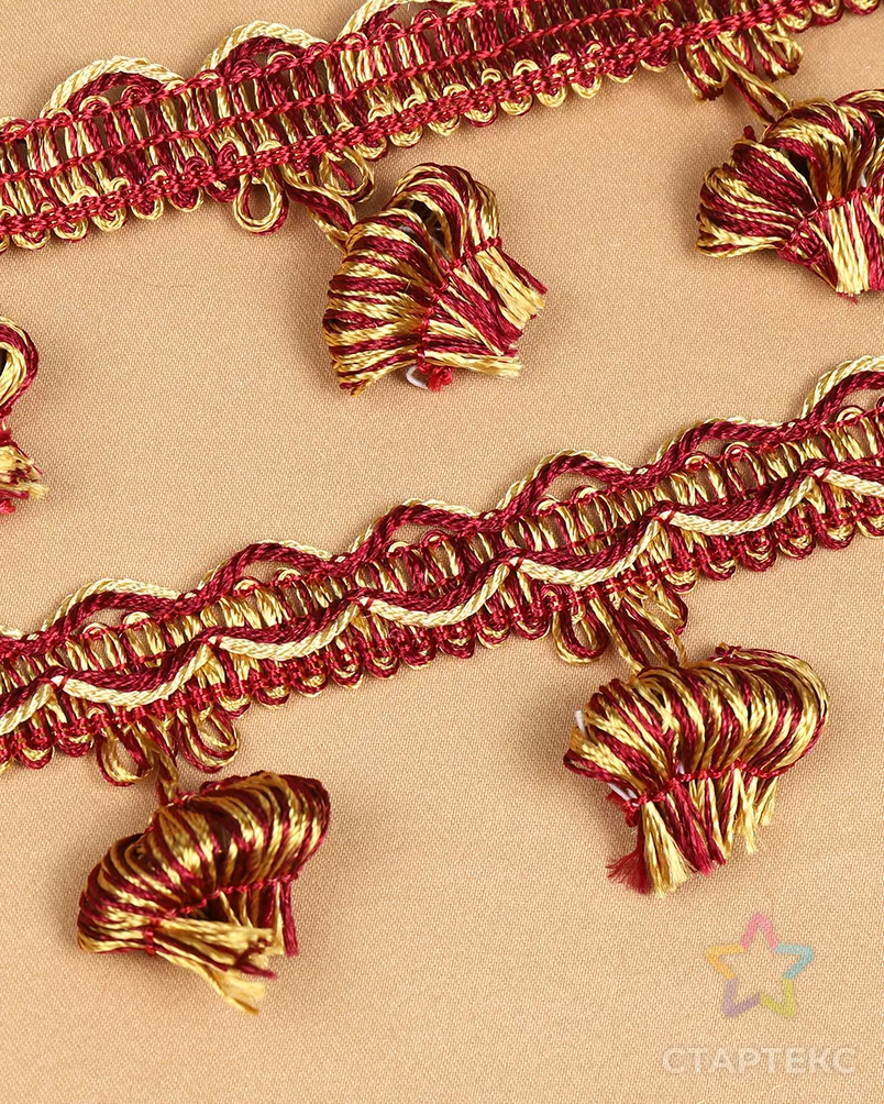 Бахрома шир.43мм цв.6399 винный+золото уп.10м арт. МГ-125914-1-МГ1024764 - рис. 3