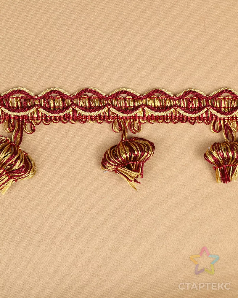 Бахрома шир.43мм цв.6399 винный+золото уп.10м арт. МГ-125914-1-МГ1024764 - рис. 4