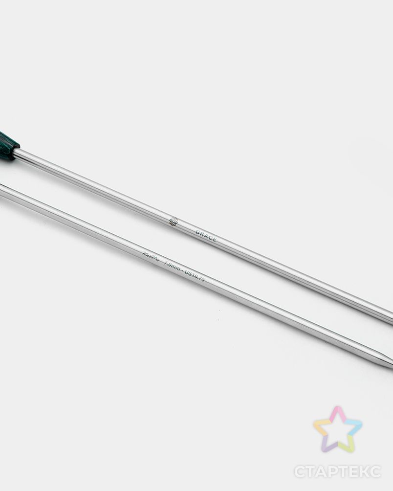 36203 Knit Pro Спицы прямые Mindful 6мм/25см, нержавеющая сталь, серебристый, 2шт арт. МГ-122307-1-МГ1031046 4