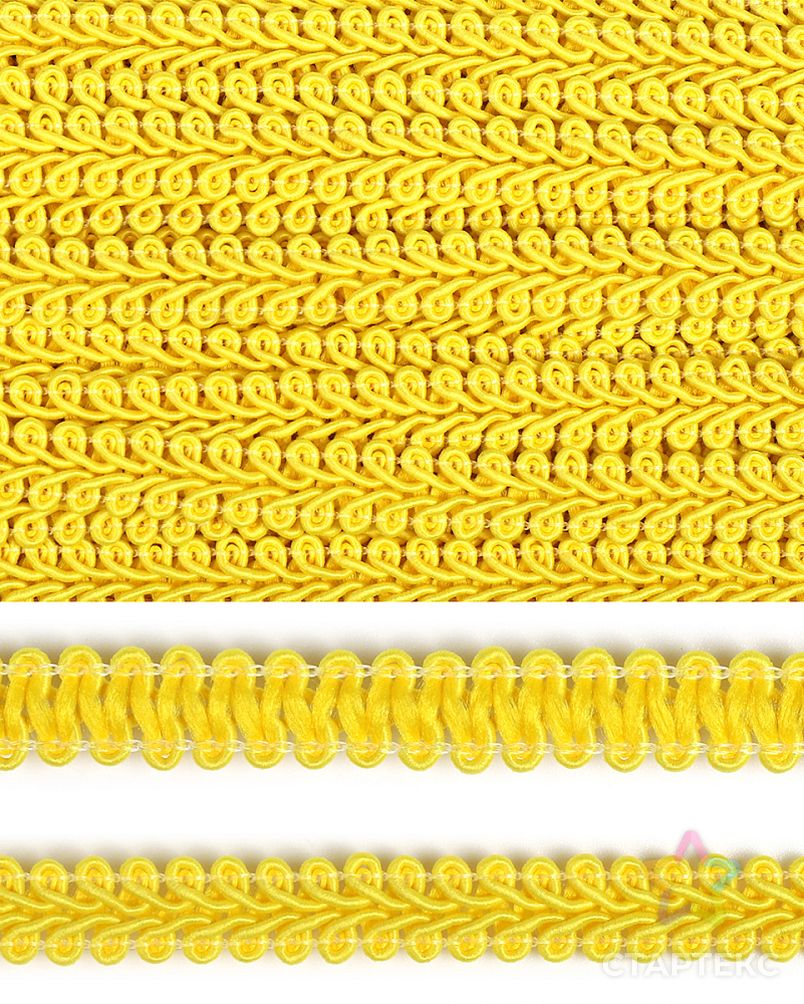 Тесьма TBY Шанель плетеная шир.12мм 0384-0016 цв.143 желтый уп.18,28м арт. МГ-125651-1-МГ1037309 2