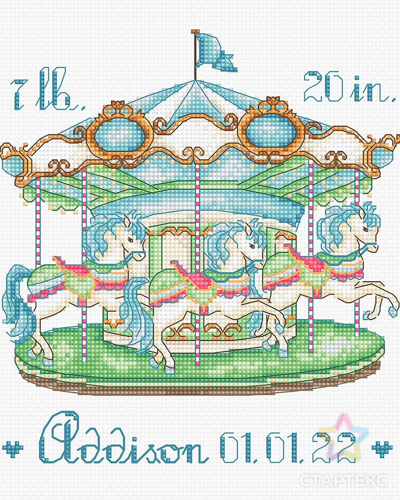 Набор для вышивания LETI Детская карусель 16,5х15,5 см арт. МГ-125409-1-МГ1045219 5