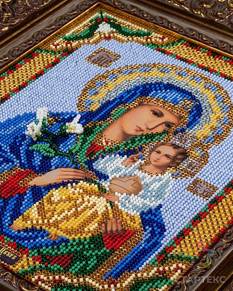 Набор для вышивания бисером КРОШЕ Богородица Неувядаемый Цвет 20x24 см арт. МГ-22308-1-МГ0196371 4