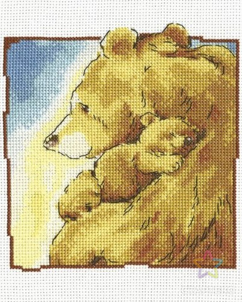Вышивка Медведица с медвежонком