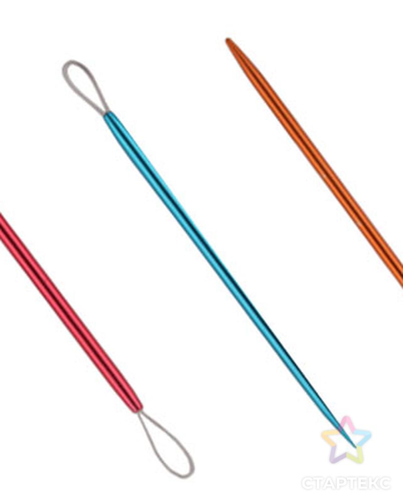 10944 Knit Pro Иглы для пряжи 2,25мм/2,75мм/3,25мм, алюминий, красный/оранжевый/голубой, 3шт в наборе арт. МГ-41516-1-МГ0488162
