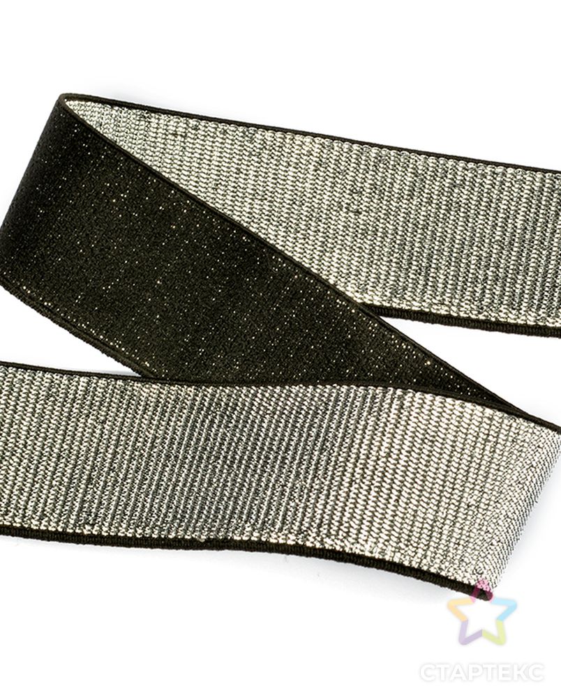 Резинка тканая металлизированная ET.30BLS ш.3см (черный/серебро) арт. МГ-91049-1-МГ0536757 2