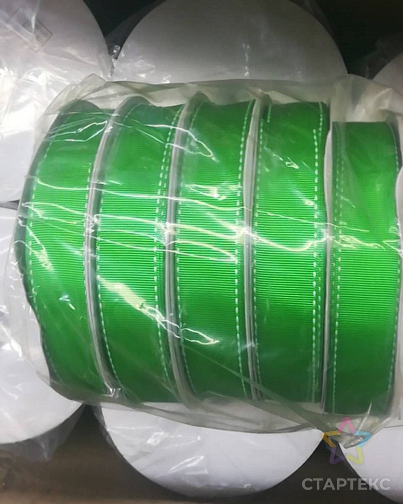 Лента Ideal репсовая в рубчик ш.2,5см (019 зеленый с ниткой) арт. МГ-72714-1-МГ0559686