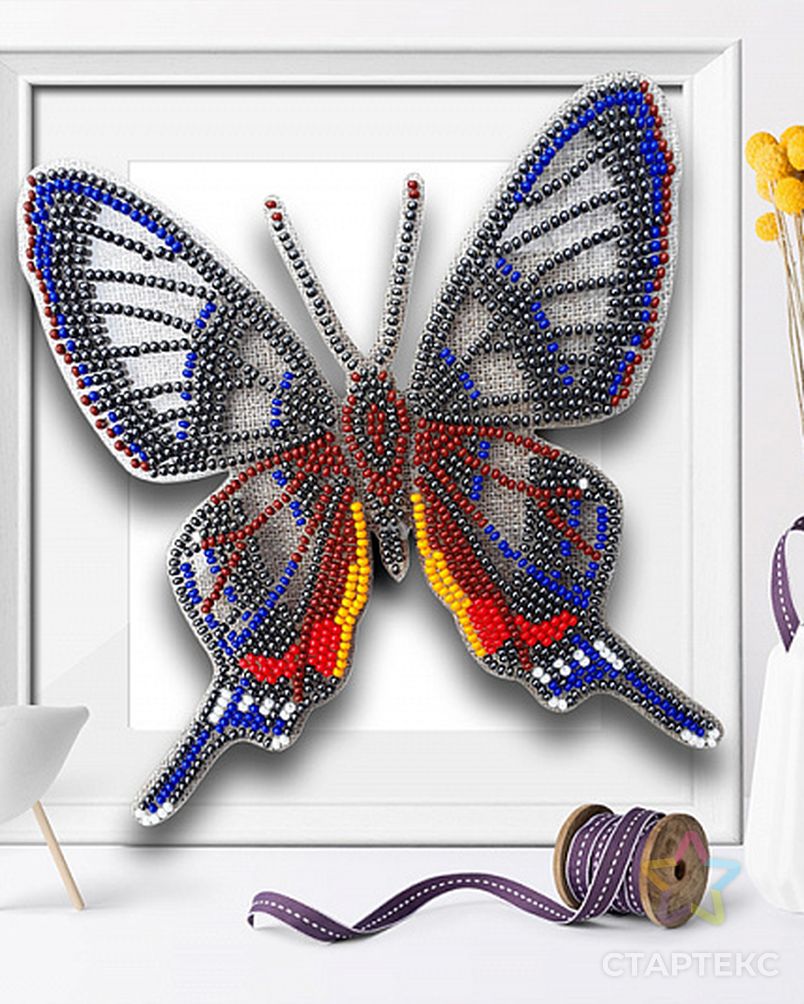 Набор для вышивки бисером 3-D БЛАГОВЕСТ Бабочка Форинеа Фаунус 13х14 см арт. МГ-55432-1-МГ0660148 3