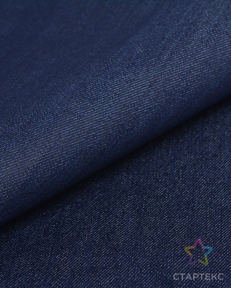 Ткань джинс однотонный 145г/м² шир.150см 70% хлопок,25% полиэстер 5% эластан цв.1 т.синий рул.20м арт. МГ-10975-1-МГ0719497 2