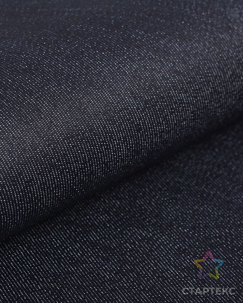 Ткань джинс однотонный 145г/м² шир.150см 70% хлопок,25% полиэстер 5% эластан цв.2 черный уп.3м арт. МГ-10988-1-МГ0719510 4
