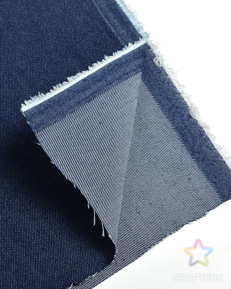 Ткань джинс однотонный 145г/м² 70% хлопок,25% полиэстер 5% эластан цв.1 т.синий уп.50х50см арт. МГ-11255-1-МГ0726483