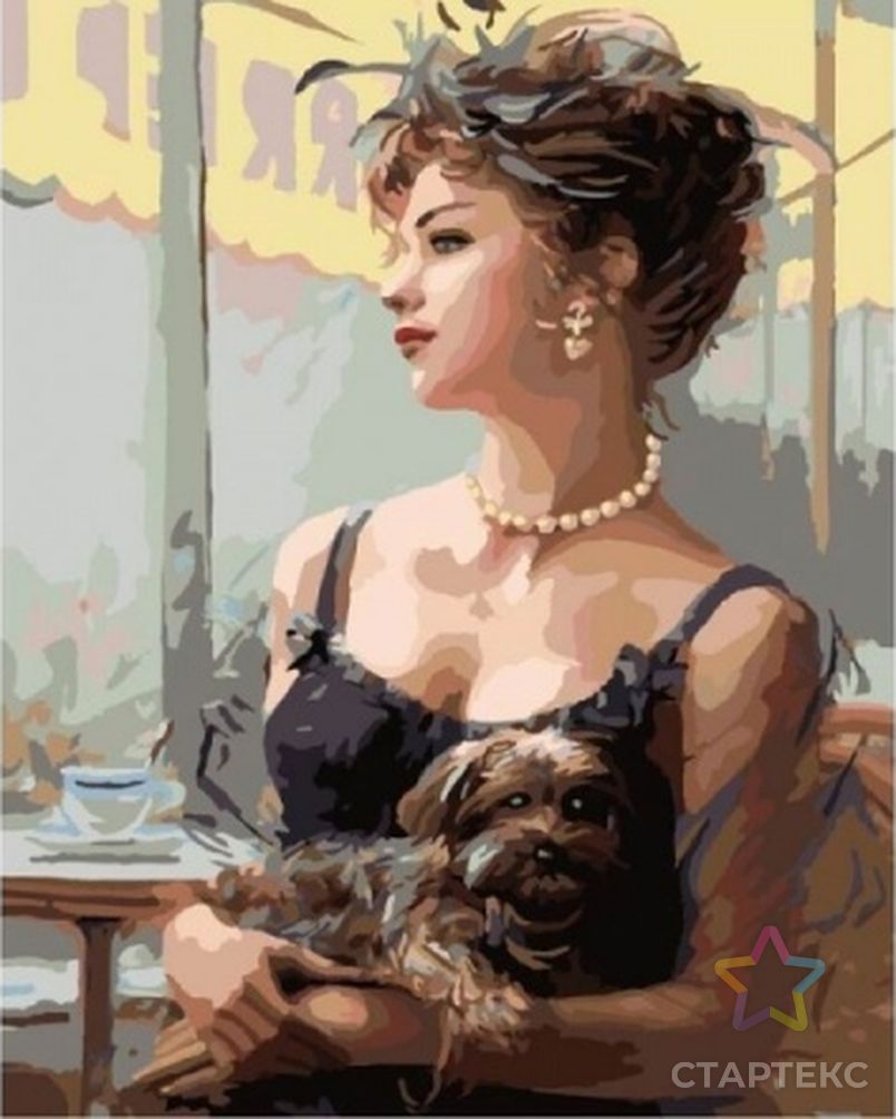 Набор "Колор Кит" картина по номерам Дама с собачкой 40х50 арт. МГ-83634-1-МГ0767491