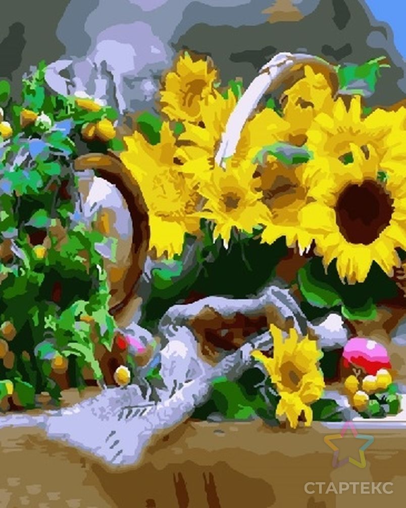 Набор "Колор Кит" картина по номерам Натюрморт с подсолнухами 40х50 арт. МГ-83640-1-МГ0767497