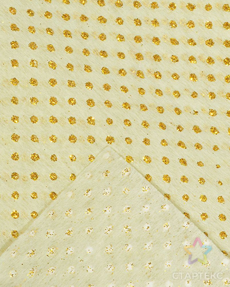 СЛ.826524 Флизелин с золотыми крапинками бежевый 60х60см арт. МГ-105566-1-МГ0894542 2