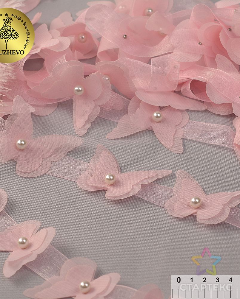 Кружево 3D Бабочки 9,14м (02 нежно-розовый) арт. МГ-116384-1-МГ0912350 2