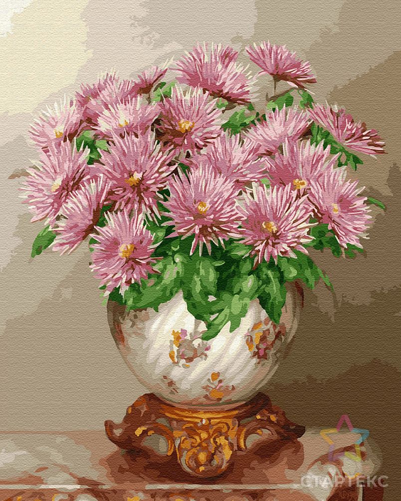 Картины по номерам на дереве Molly Бузин. Розовые астры (29 цветов) 40х50 см арт. МГ-104243-1-МГ0950052