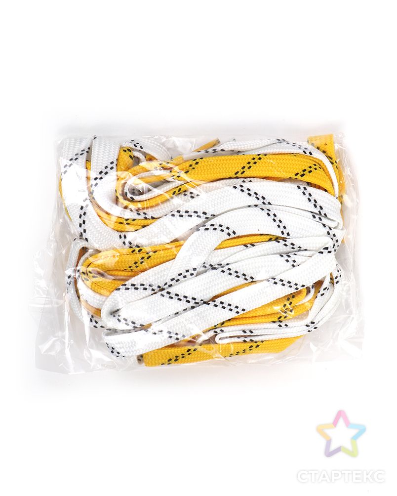 Шнурки хоккейные 12-14 мм цв.белые желтые с черными точками 180 см уп.2 пары арт. МГ-116624-1-МГ0958094 2