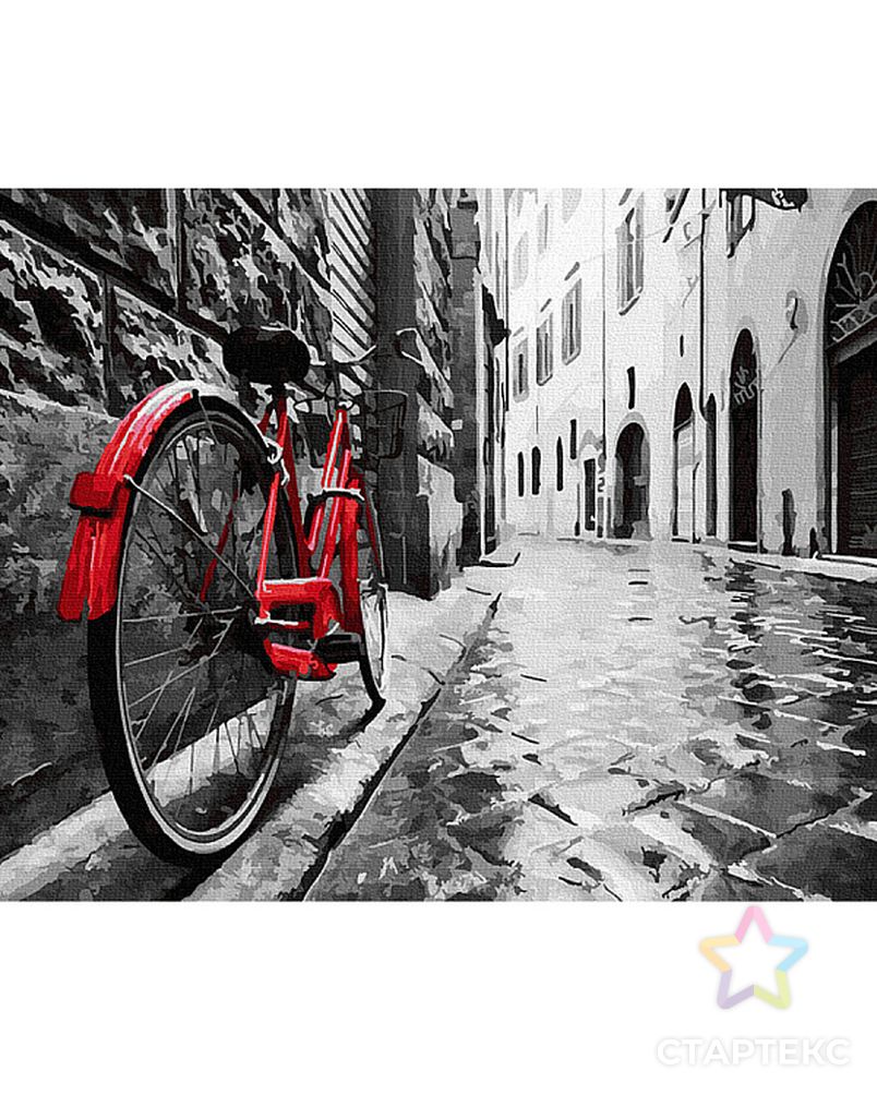 Картины по номерам Molly Красный велосипед в старом городе (23 цвета) 40х50 см арт. МГ-106311-1-МГ0961460 2