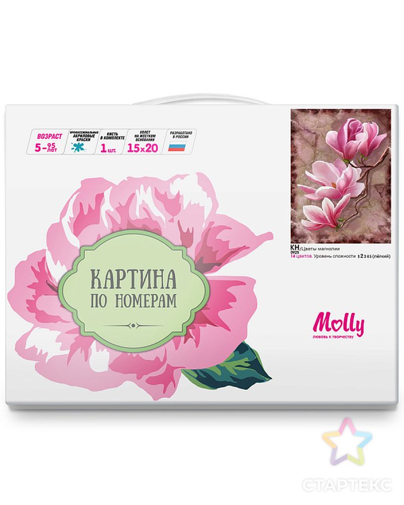 Картины по номерам Molly Цветы магнолии (14 цветов) 15х20 см арт. МГ-107380-1-МГ0961481 2