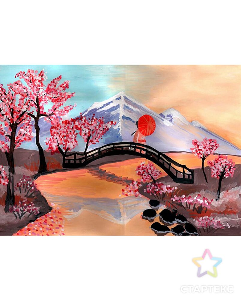 Картины по номерам Molly Японский пейзаж (14 цветов) 15х20 см арт. МГ-107476-1-МГ0961482 3