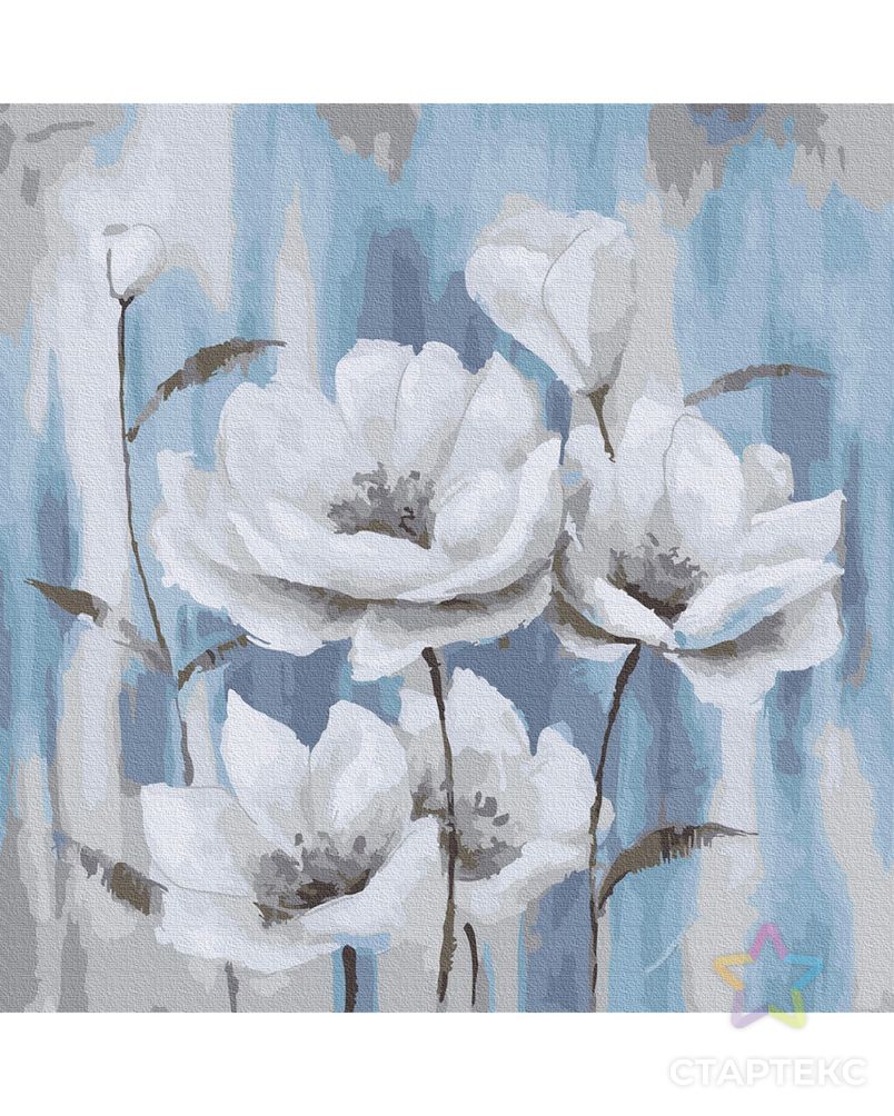 Картины по номерам Molly Белые маки на голубом фоне 30х30 см арт. МГ-108224-1-МГ0972357 2