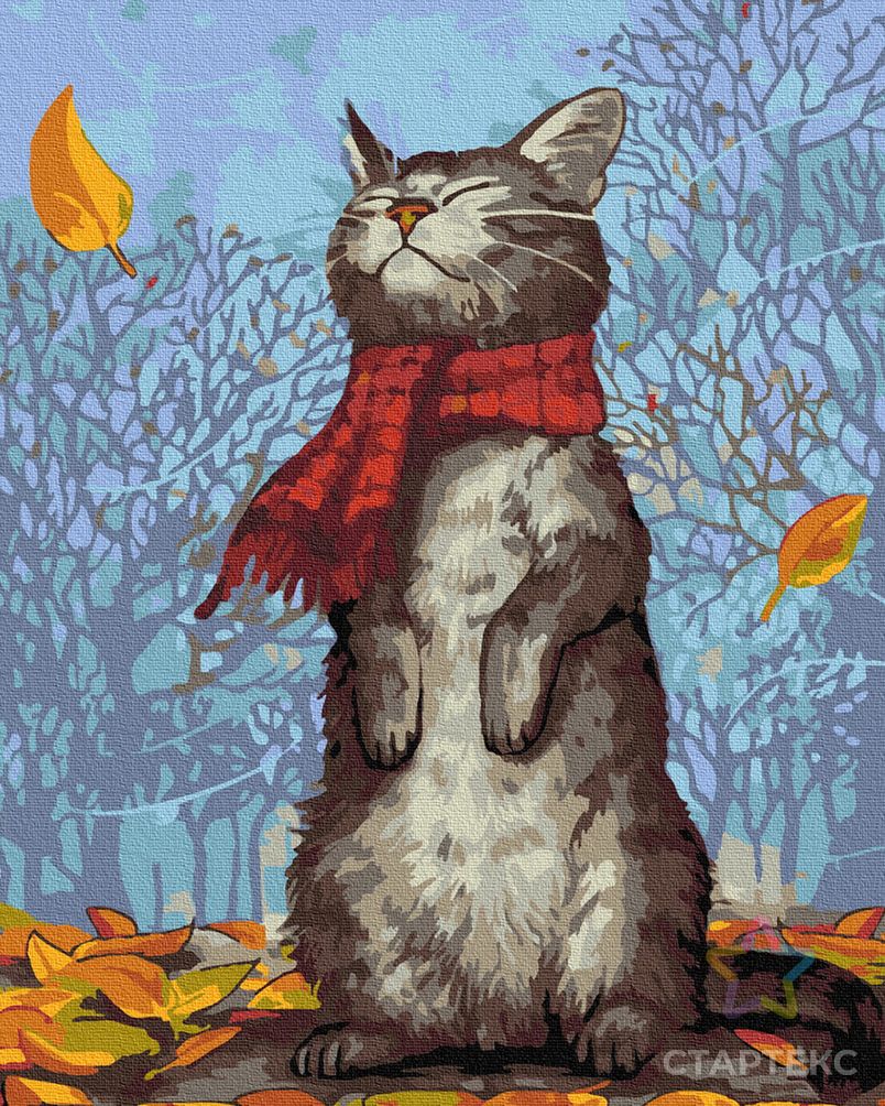 Картина по номерам с цветной схемой на холсте Molly Кот в шарфе 30х40 см арт. МГ-108766-1-МГ0972359 3
