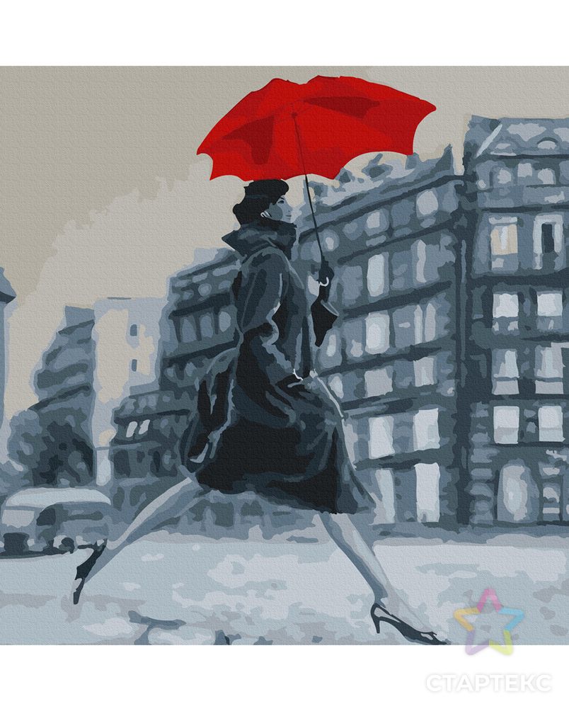 Картины по номерам Molly Девушка с красным зонтом 30х30 см арт. МГ-108485-1-МГ0972430 2