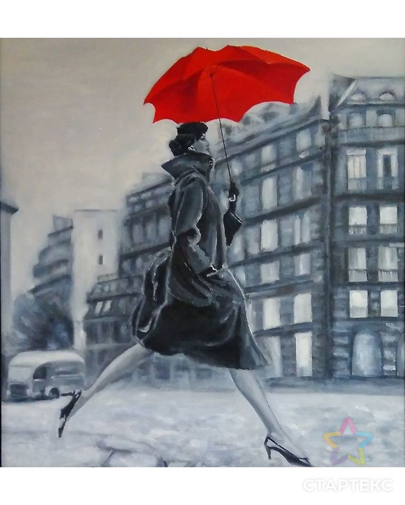 Картины по номерам Molly Девушка с красным зонтом 30х30 см арт. МГ-108485-1-МГ0972430 3