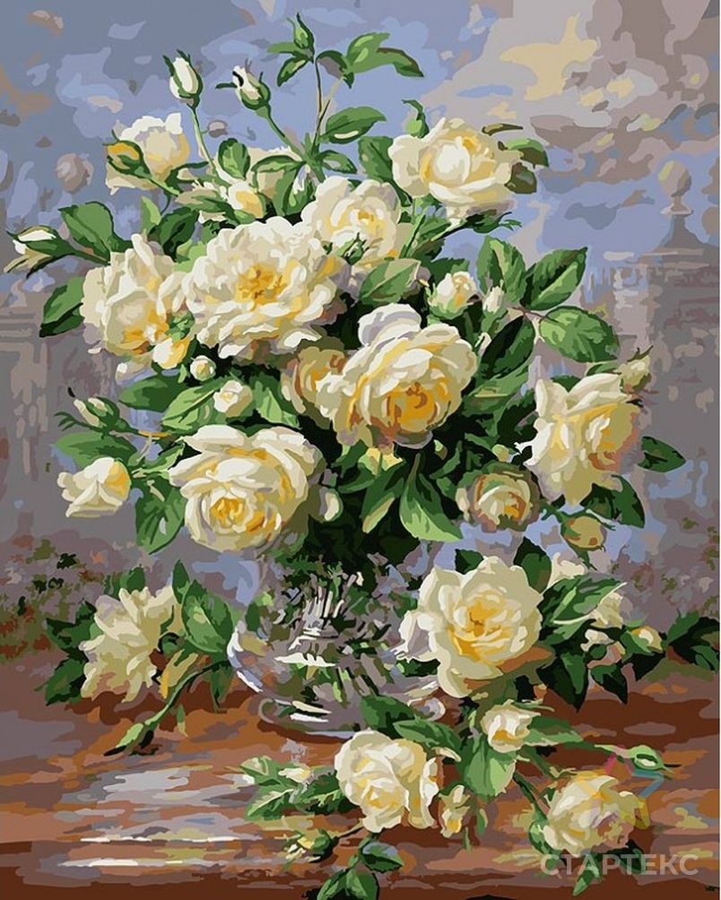 Картины по номерам Белоснежка Белые розы 40х50 см арт. МГ-108909-1-МГ0981859 3