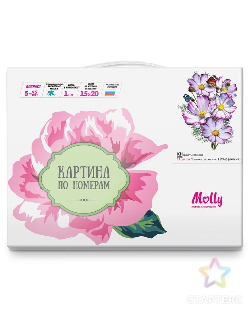 Картины по номерам Molly Цветы космеи 15х20 см арт. МГ-109509-1-МГ0986000 3