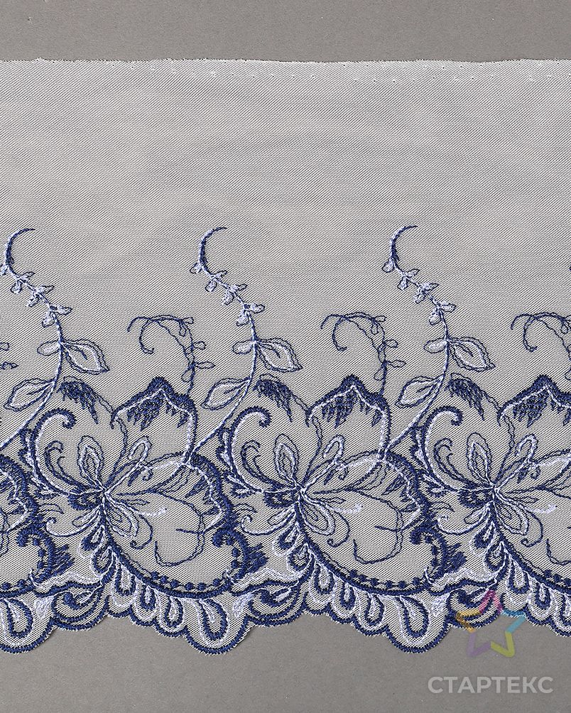 Кружево вышивка на сетке KRUZHEVO ш.23см 9,2м (сумрачно белый/синий, левая) арт. МГ-118153-1-МГ0988479 5