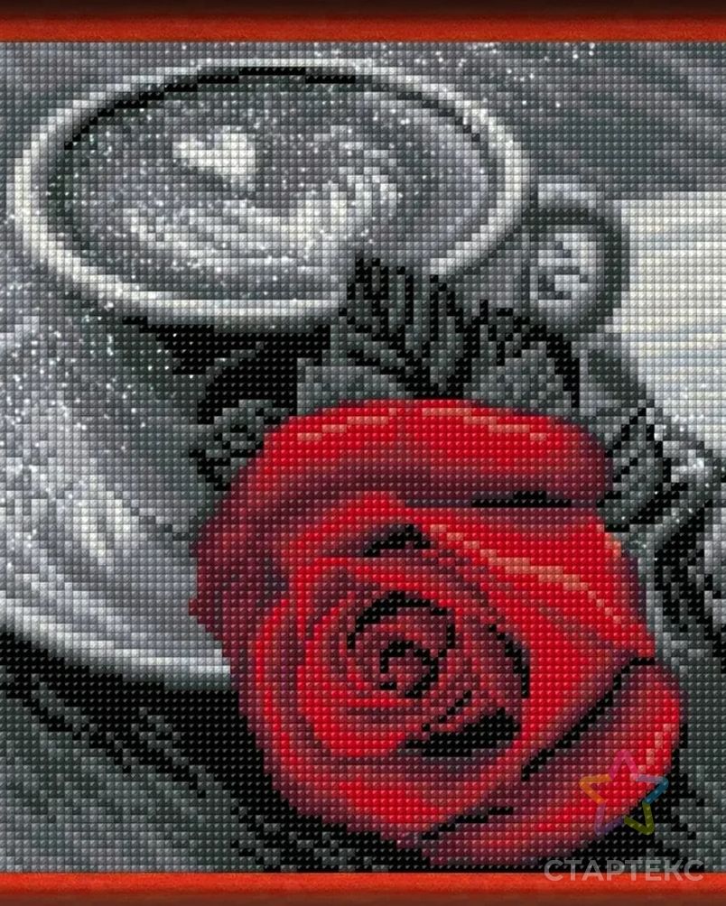Набор для изготовления к "АЛМАЗНАЯ ЖИВОПИСЬ" Роза и кофе 25х25 см арт. МГ-13869-1-МГ0741805 2