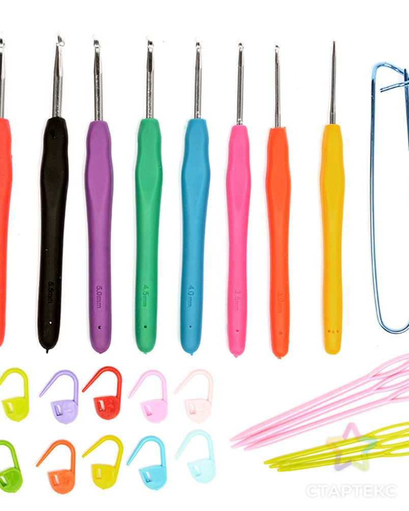 Набор алюминиевых крючков для вязания Maxwell Colors с эргономичной ручкой (в органайзере) (2.5-6.0 мм) арт. МГ-49605-1-МГ0605634 2