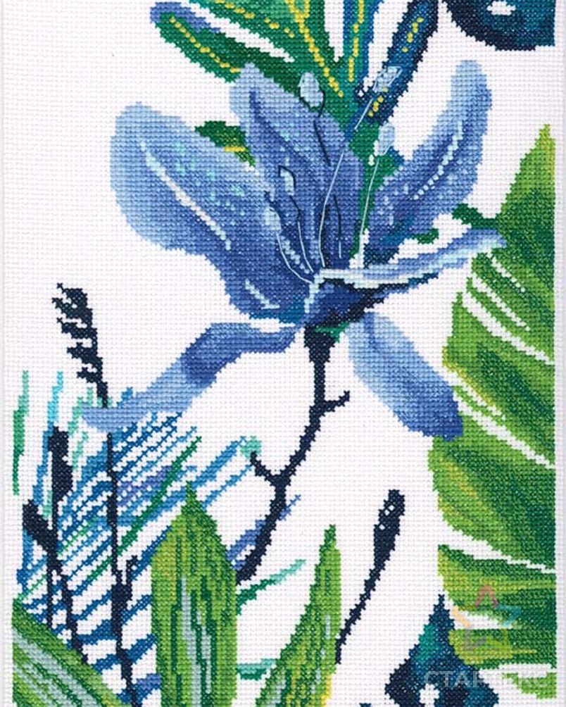Набор для вышивания РТО Голубой цветок 20х40 см арт. МГ-52894-1-МГ0636637 2
